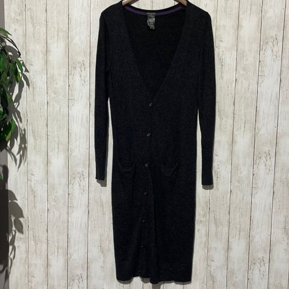 Talula Charcoal Grey Cashmere Angora Blend Longline Duster Cardigan‎ Large SC10